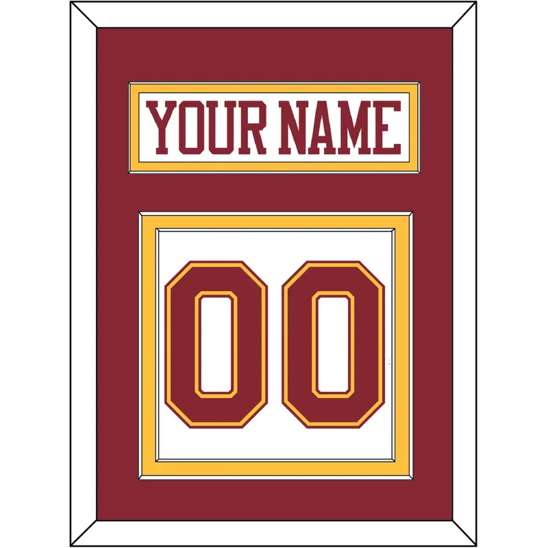 Minnesota Hockey Nameplate & Number (Back) - Home White - Double Mat 3