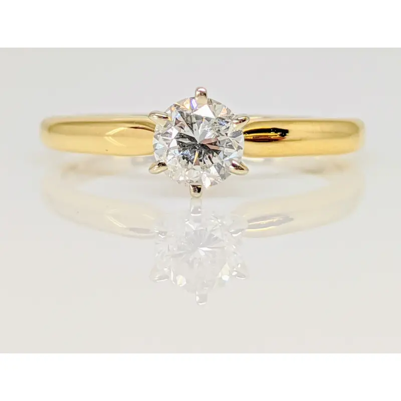 14K .45 CARAT TOTAL I1-2 G DIAMOND ROUND SOLITAIRE ESTATE RING 2.0 GRAMS