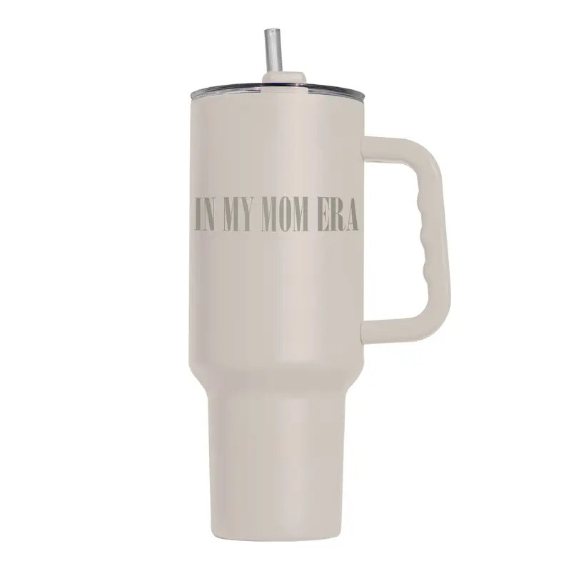 Mothers Day In My Mom Era Sand 40oz Powder Coat Tumbler