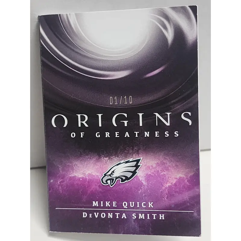 Mike Quick + Devonta Smith 2022 Panini Origins Dual Auto Booklet #1/10