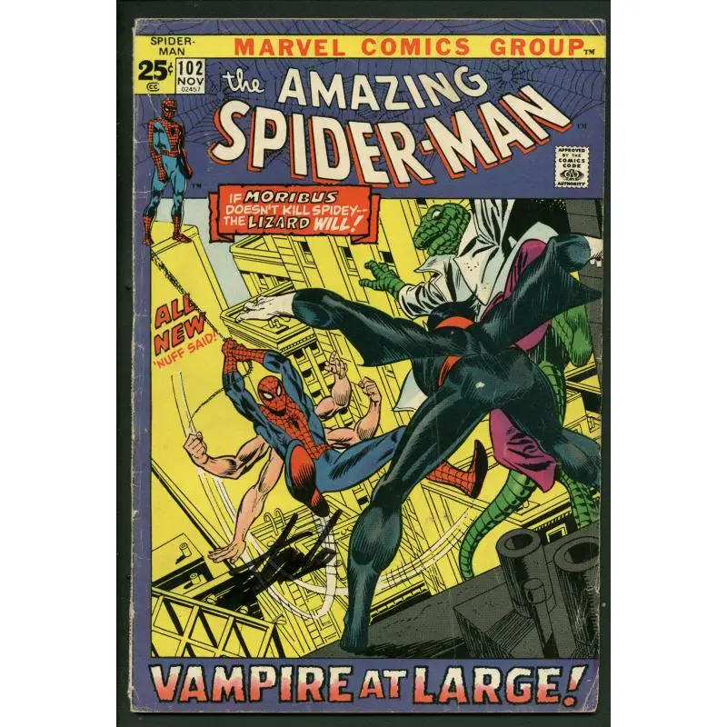 Stan Lee Signed Amazing Spider-Man #102 Comic Book Lizard/Moribus PSA #W18711