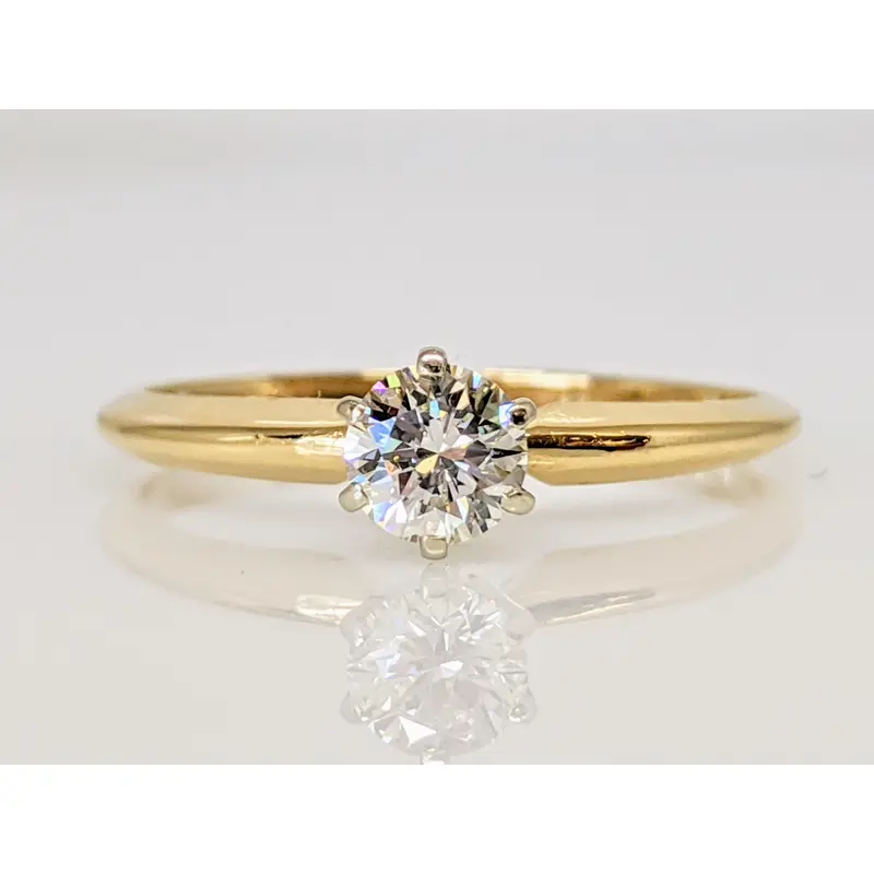14K .31 CARAT TOTAL VS K DIAMOND ROUND SOLITAIRE ESTATE RING
