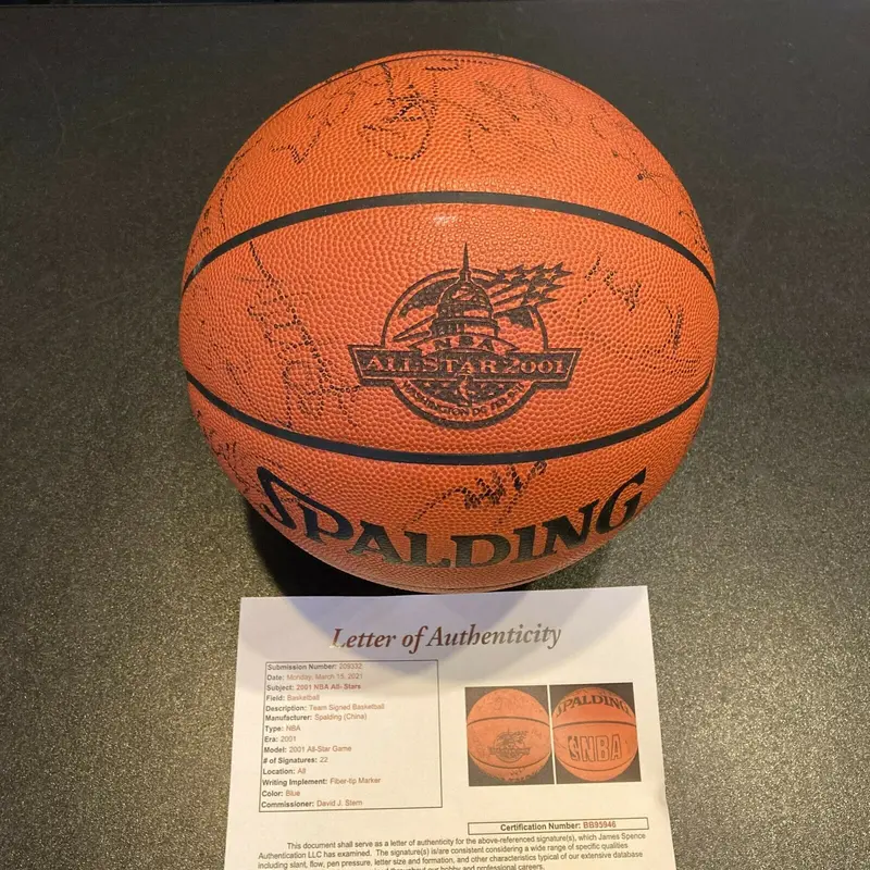 2001 All Star Game Team Signed Basketball Tim Duncan Vince Carter Garnett JSA