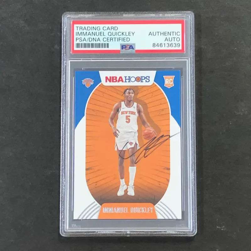 2020-21 NBA Hoops #249 IMMANUEL QUICKLEY Signed Card AUTO PSA Slabbed RC Knicks