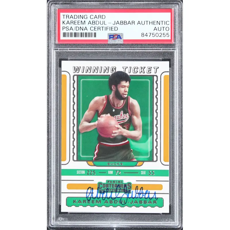 Bucks Kareem Abdul-Jabbar Signed 2019 Panini Contenders #11 Card PSA/DNA Slabbed