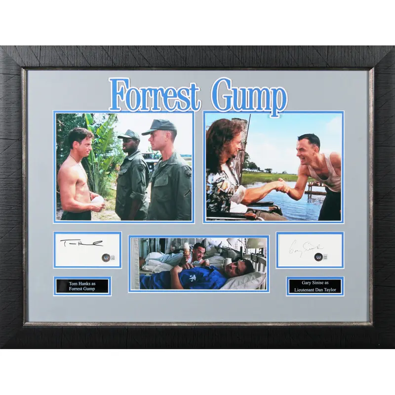 Tom Hanks & Gary Sinise Forrest Gump Signed 3x5 Index Card Framed Display BAS
