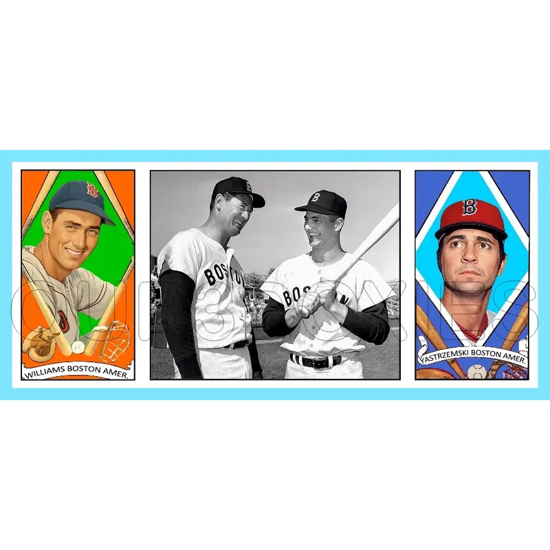 Ted Williams Carl Yastrzemski 1912 Hassan Triple Folder Custom Card - 3647