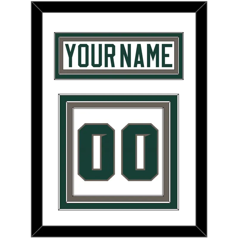 Michigan State Hockey Nameplate & Number (Back) - Home White (2006-2007) - Triple Mat 1