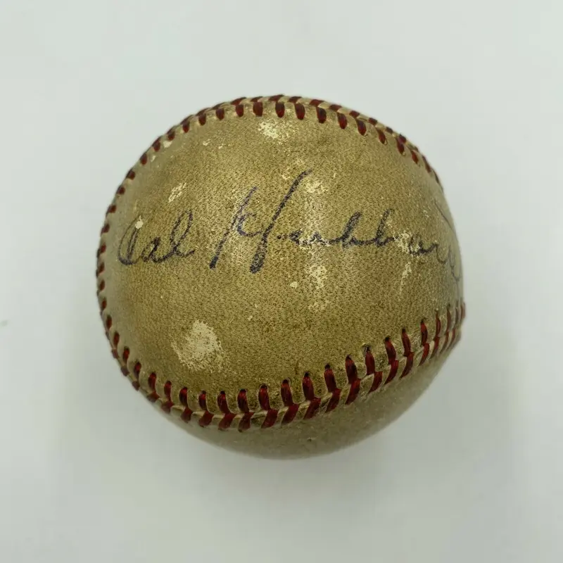 Cal Hubbard Hall Of Fame Signed Autographed Vintage Baseball With JSA COA