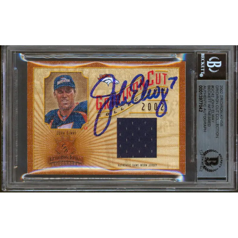 John Elway Signed 2002 Gridiron Kings #GC42 299/400 Card Auto 10! BAS Slabbed