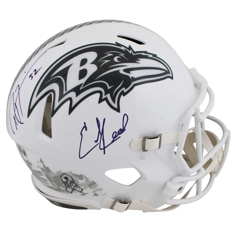 Ravens Ray Lewis & Ed Reed Signed STS III Full Size Speed Proline Helmet BAS Wit