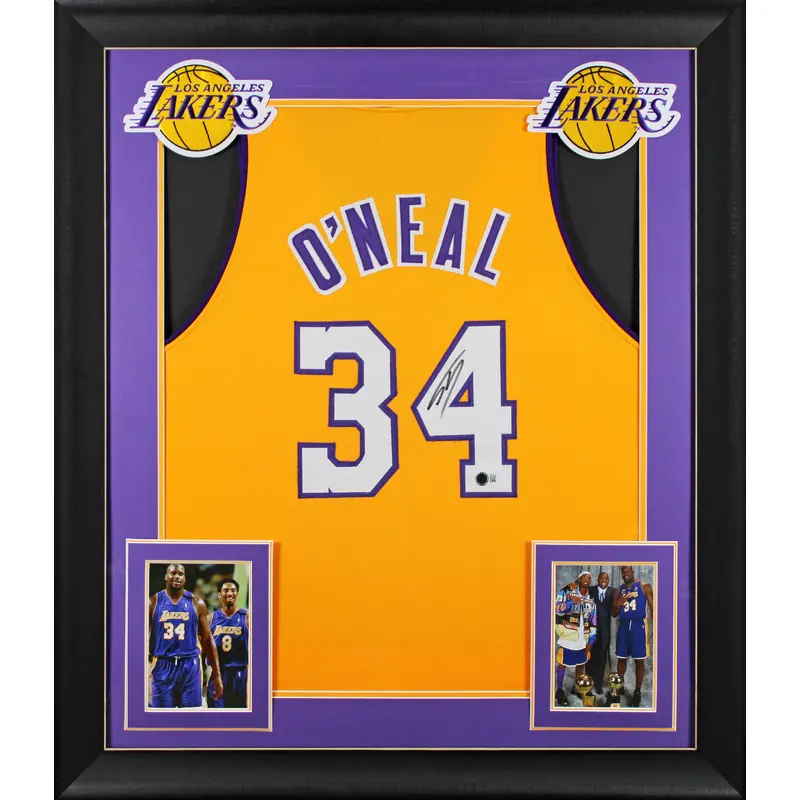 Shaquille O'Neal Authentic Signed Yellow Pro Style Framed Jersey BAS Witnessed