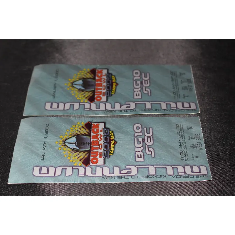(2) 2000 Outback Bowl Ticket Stubs, Purdue vs Georgia
