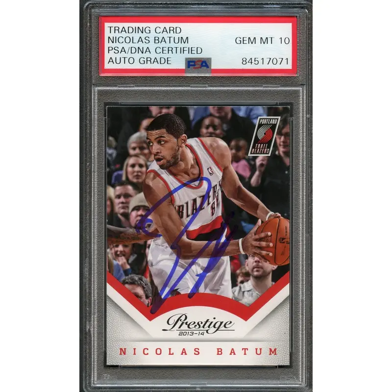 2013-14 Panini Prestige #12 Nicolas Batum Signed Card AUTO 10 PSA Slabbed Blazers