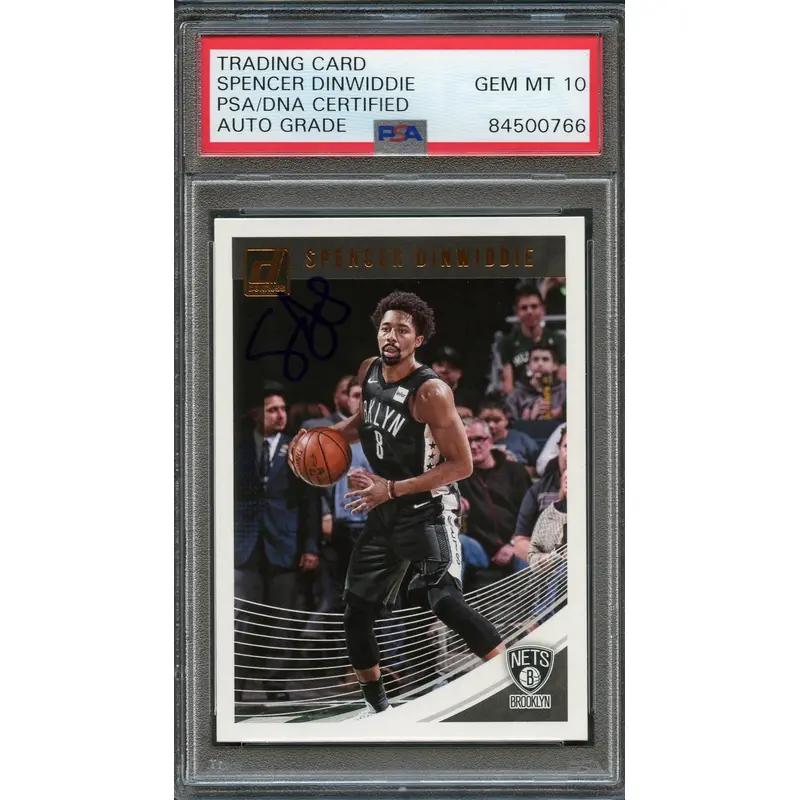 2018-19 Donruss #106 Spencer Dinwiddie Signed Card AUTO 10 PSA Slabbed Nets