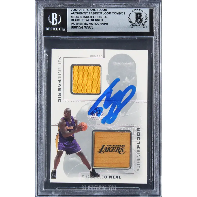 Lakers Shaquille O'Neal Authentic Signed 2000 SP Game Floor #SO Card BAS Slab 2