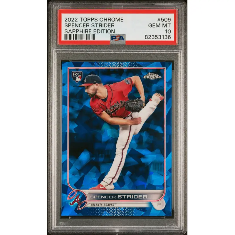 Spencer Strider 2022 Topps Chrome Sapphire #509 PSA 10 Gem Mint