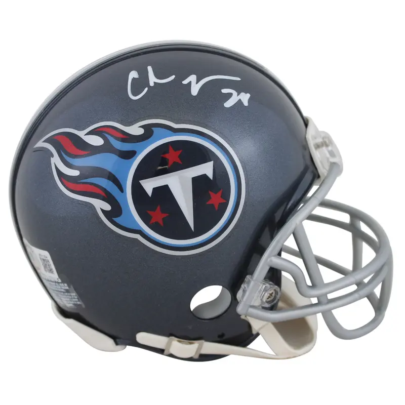 Titans Chris Johnson Authentic Signed Navy Rep Mini Helmet BAS Witnessed