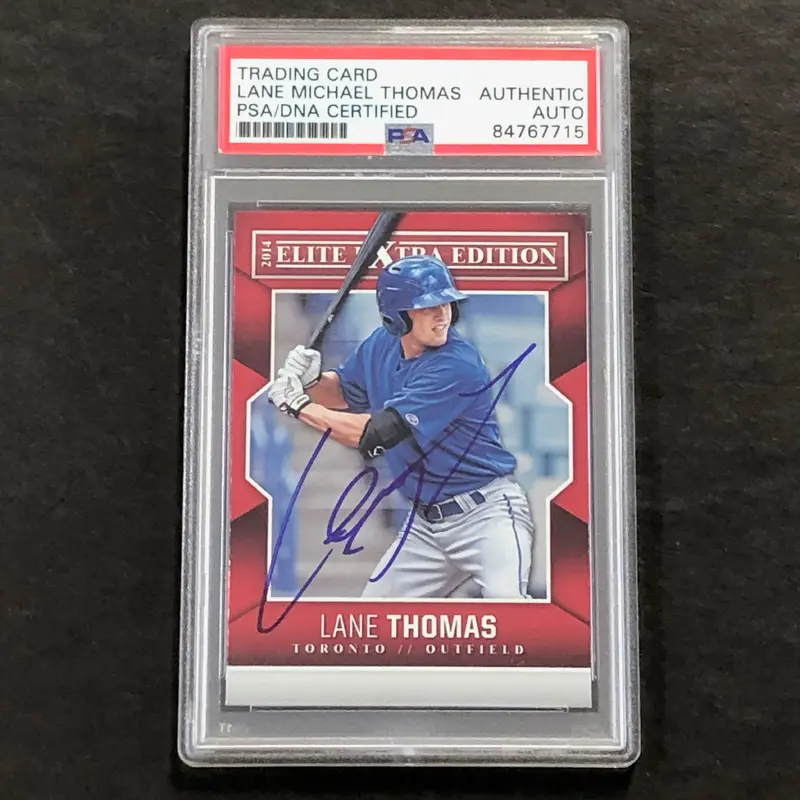 2014 Panini Elite #28 Lane Thomas Signed PSA/DNA Slabbed AUTO Blue Jays