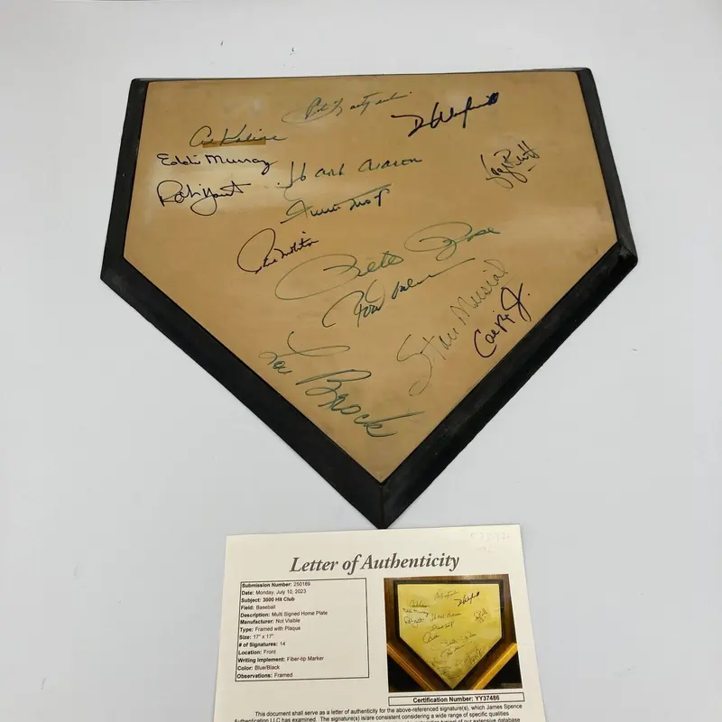 3,000 Hit Club Signed Home Plate 14 Sigs Willie Mays Hank Aaron Stan Musial JSA