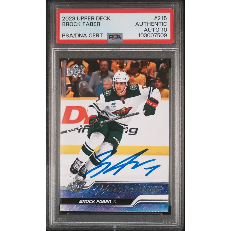 Brock Faber 2023 Upper Deck Rookie #215 Autograph PSA 10 Auto 7509