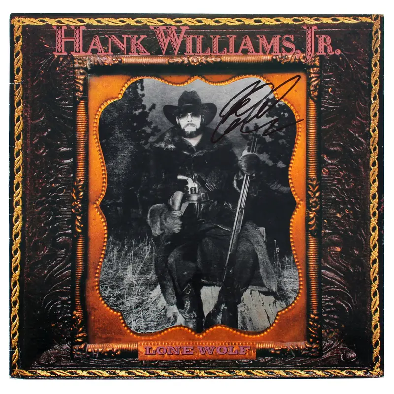 Hank Williams Jr. Authentic Signed Lone Wolf Album Cover BAS #BH027837