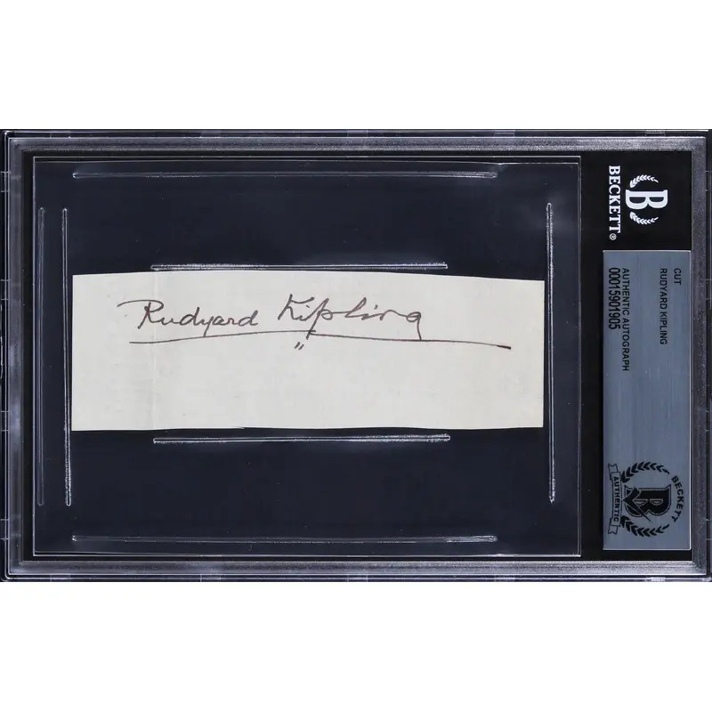 Rudyard Kipling Writer of The Jungle Book Signed 1.5x4.75 Cut Sig BAS Slabbed