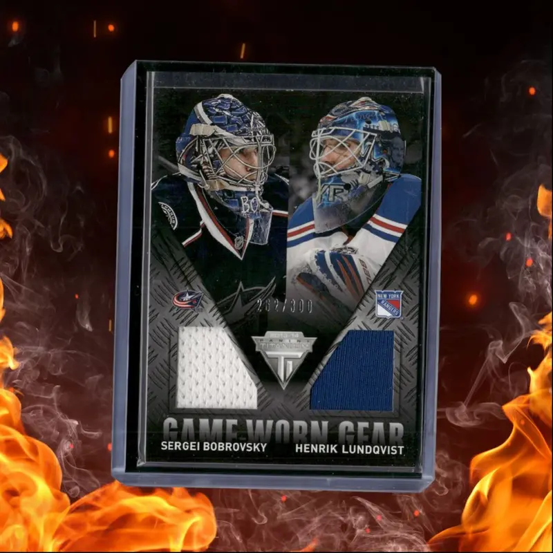 2013-14 Panini Titanium Sergei Bobrovsky / Henrik Lundqvist Game Worn Gear Dual