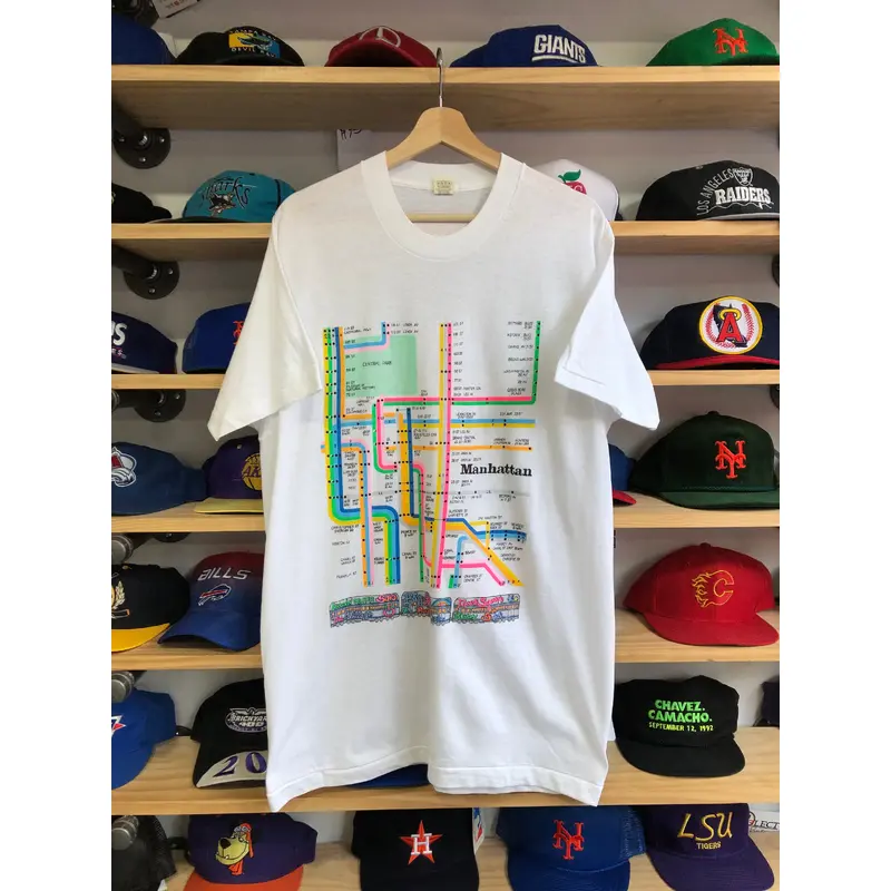 Vintage 80s New York City Manhattan Subway Map Tee Size XL