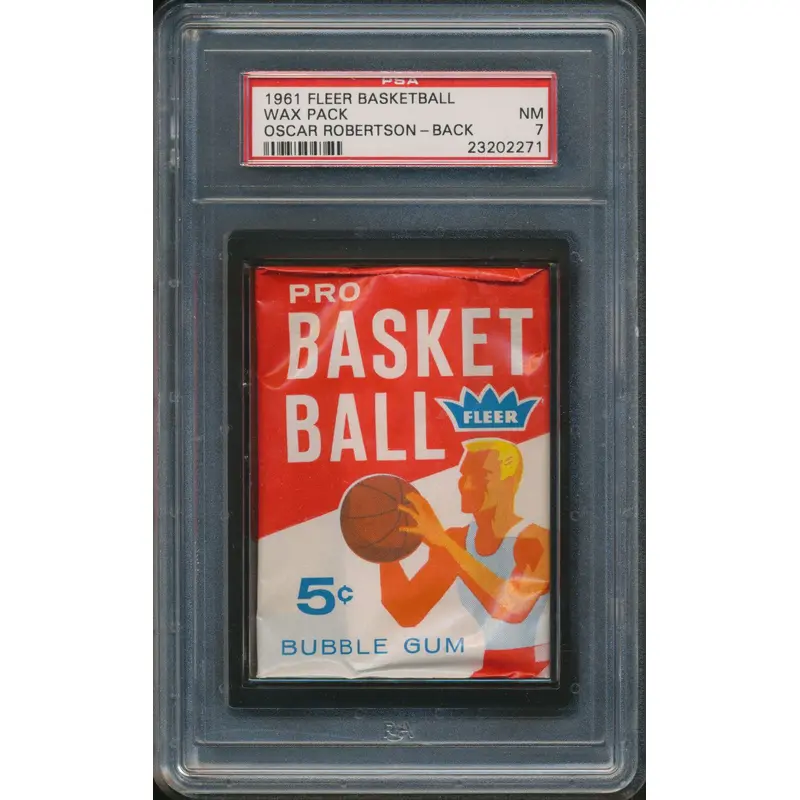 1961 1961/62 Fleer Basketball Unopened Wax Pack PSA 7 Robertson Back