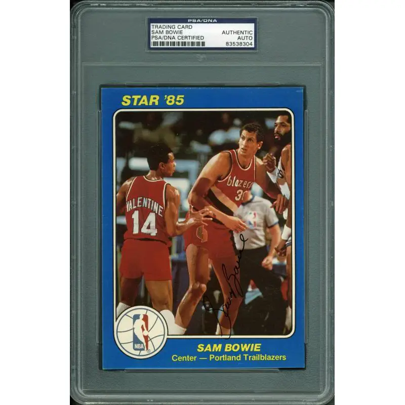 Blazers Sam Bowie Authentic Signed Card 5X7 Star '85 Blue PSA/DNA Slabbed