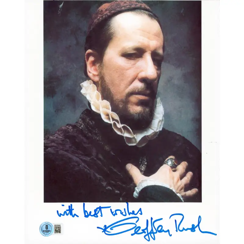 Geoffrey Rush Elizabeth "With Best Wishes" Signed 8x10 Photo BAS #BS20648
