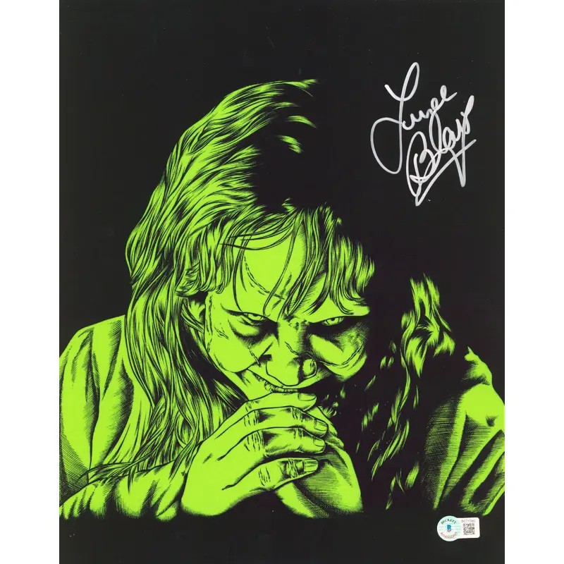 Linda Blair The Exorcist Authentic Signed 11x14 Vertical Green Face Photo BAS