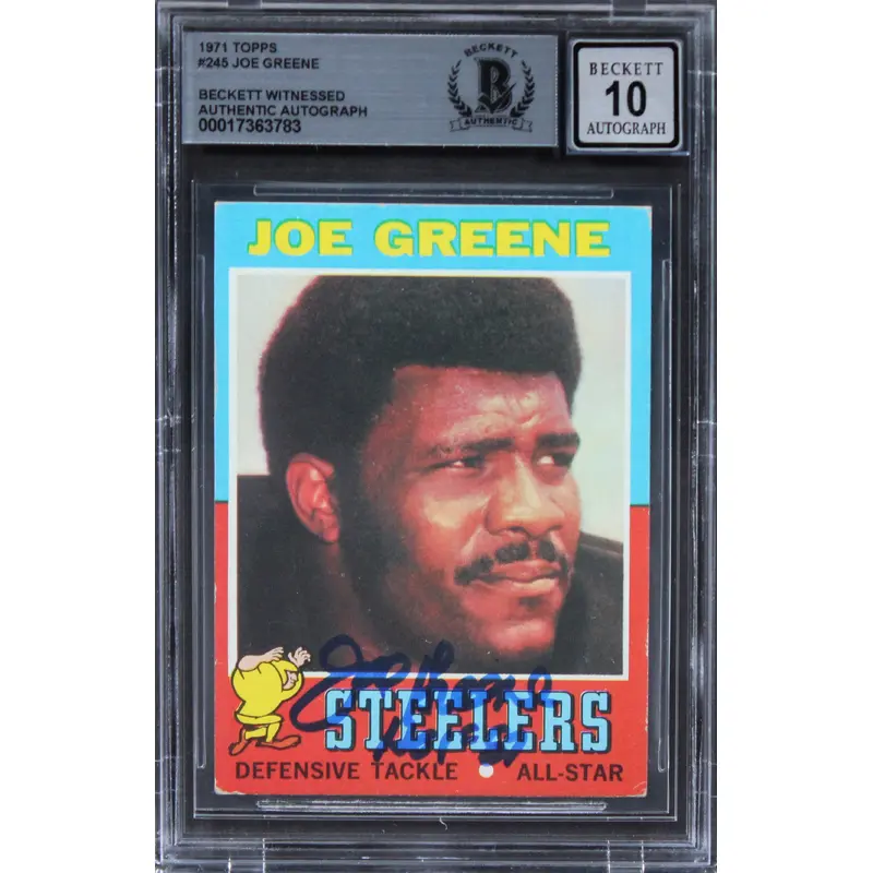 Steelers Joe Greene Authentic Signed 1971 Topps #245 Card Auto 10 BAS Slab 11