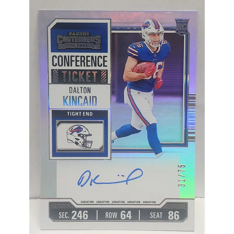 Dalton Kincaid 2023 Panini Contenders #107 Conference Ticket Auto #31/75