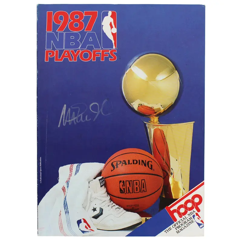 Lakers Magic Johnson Signed 1987 NBA Playoffs Program BAS Witnessed #WY56245