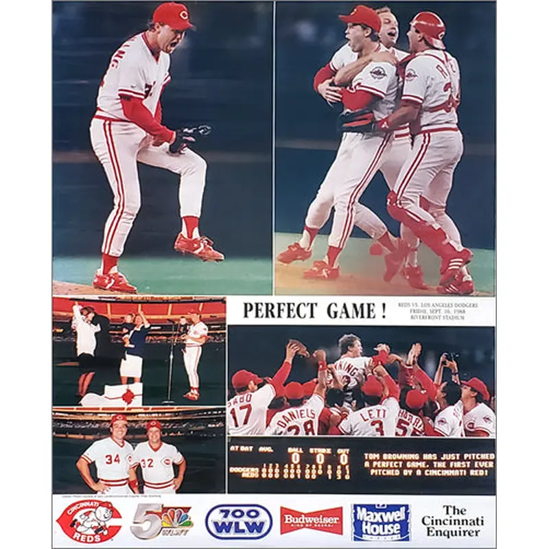 Tom Browning PERFECT GAME (1988) Cincinnati Reds Commemorative Poster