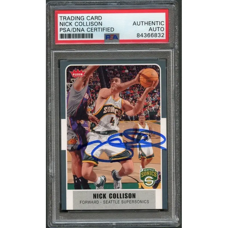 07-08 Fleer #111 Nick Collison Signed Card AUTO PSA Slabbed Sonics