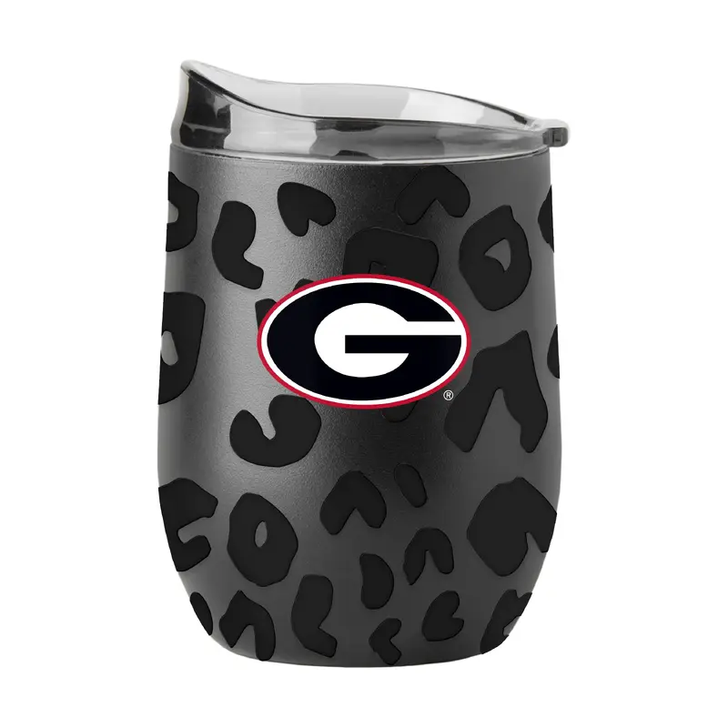 Georgia Leopard 16oz Black Powdercoat Curved Beverage