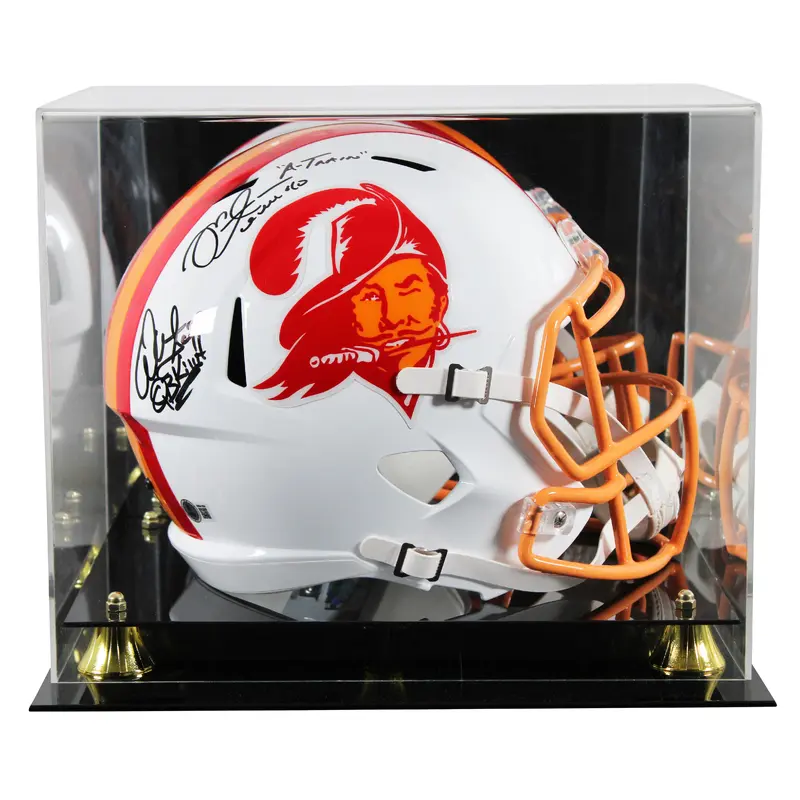 Bucs Warren Sapp & Mike Alstott Signed 76-96 TB F/S Speed Rep Helmet W/ Case BAS