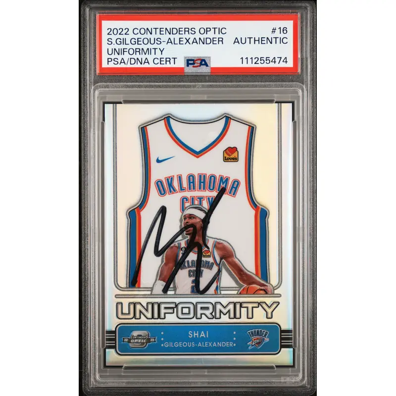 Shai Gilgeous-Alexander Signed 2022 Contenders Optic Uni #16 Card PSA/DNA Slab