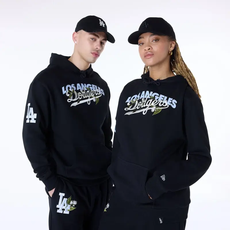 LA Dodgers MLB Floral Black Pullover Hoodie