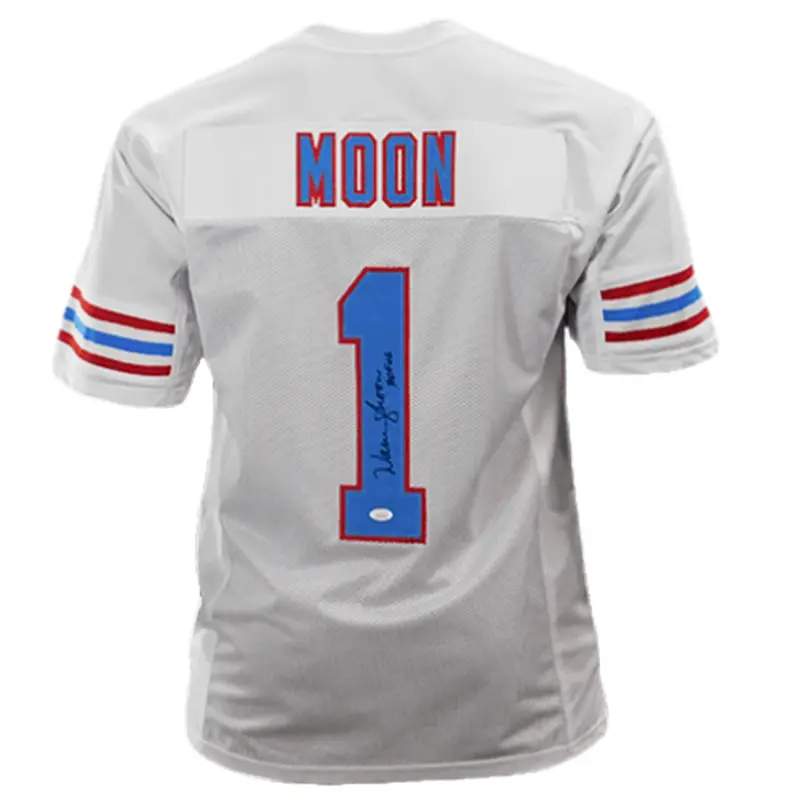 Warren Moon Autographed Houston Oilers (White #1) Custom Jersey - JSA