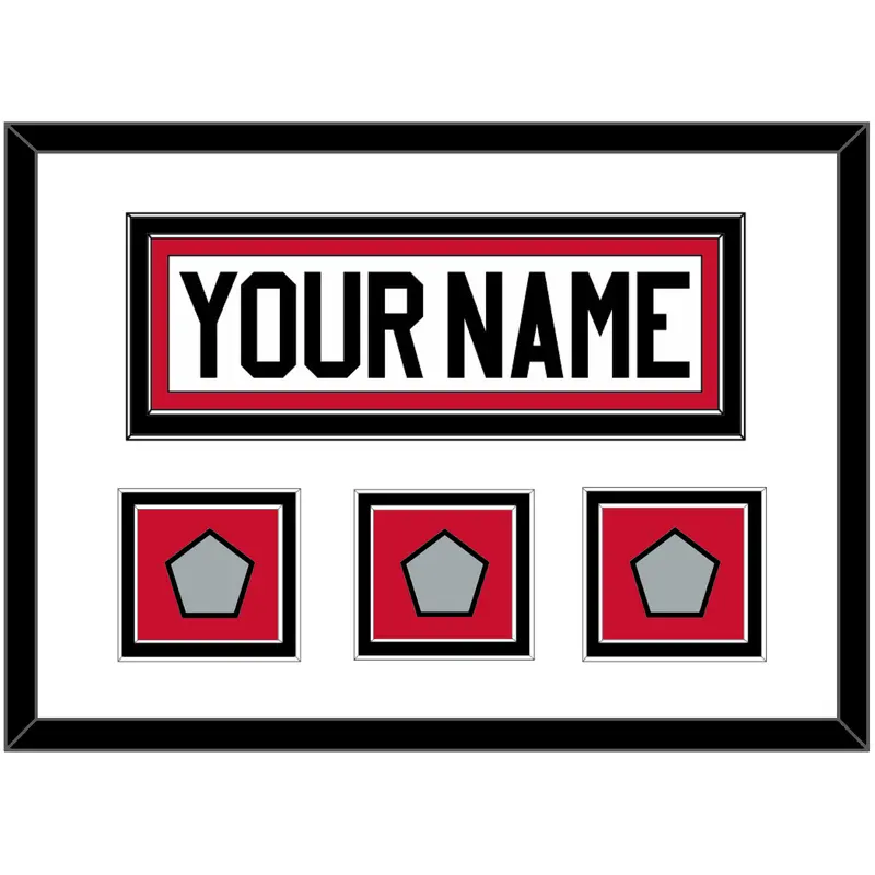 Chicago Nameplate & 3 Stanley Cup Finals Patches - Road White (2007-2017) - Double Mat 1