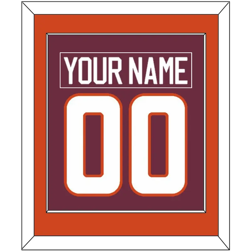 Virginia Tech Hockey Nameplate & Number (Back) Combined - Road Maroon - Single Mat 2