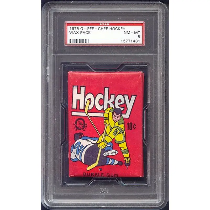 1975/76 OPC O-Pee-Chee Hockey Unopened Wax Pack PSA 8
