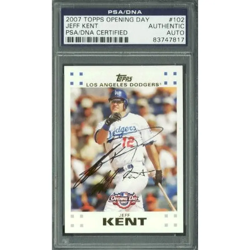 Dodgers Jeff Kent Authentic Signed Card 2007 Topps Opening Day #102 PSA Slabbed