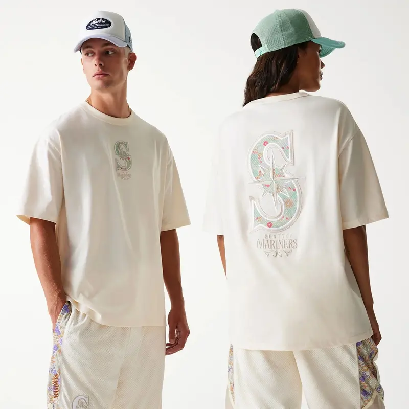 Seattle Mariners MLB Infill Open White Oversized T-Shirt