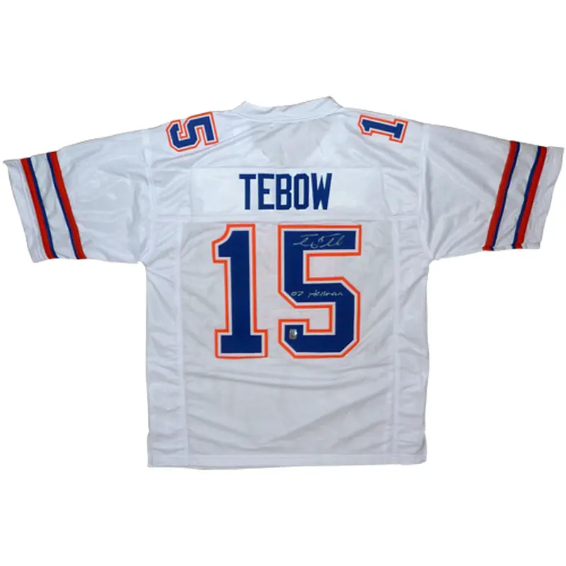 Tim Tebow Autographed Florida Gators (White #15) Jersey w/ "07 Heisman" - Tebow Holo