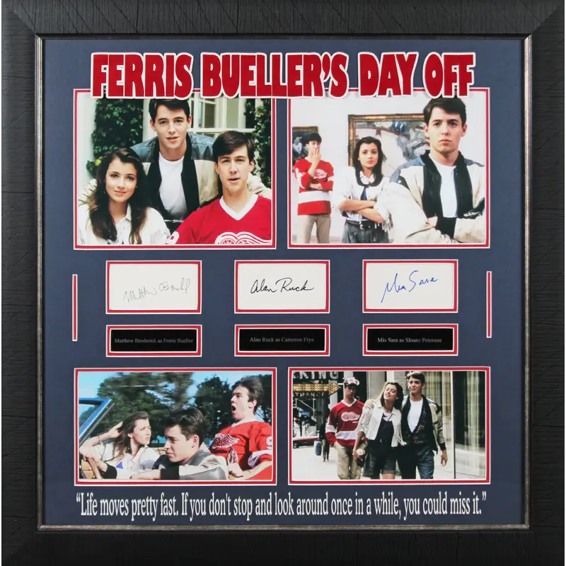 Ferris Bueller's Day Off (3) Broderick, Ruck & Sara  Signed Framed Display BAS